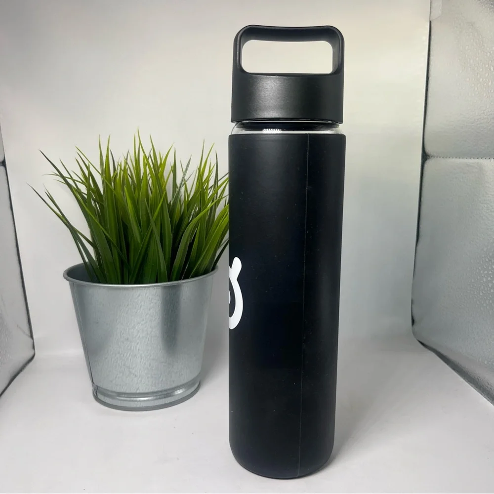 Peloton Glass Water Bottle‎ Black with White Logo 16oz